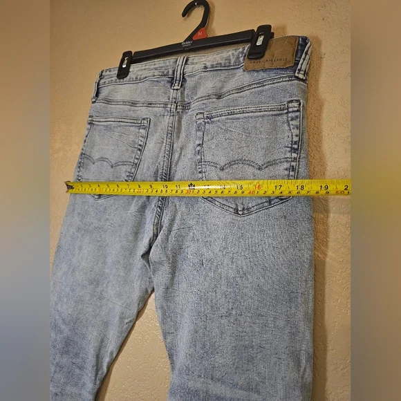 AMERICAN EAGLE Jeans Mens Distressed AirFlex 360 Skinny US 34x30 Light Wash Blue - Picture 6 of 8